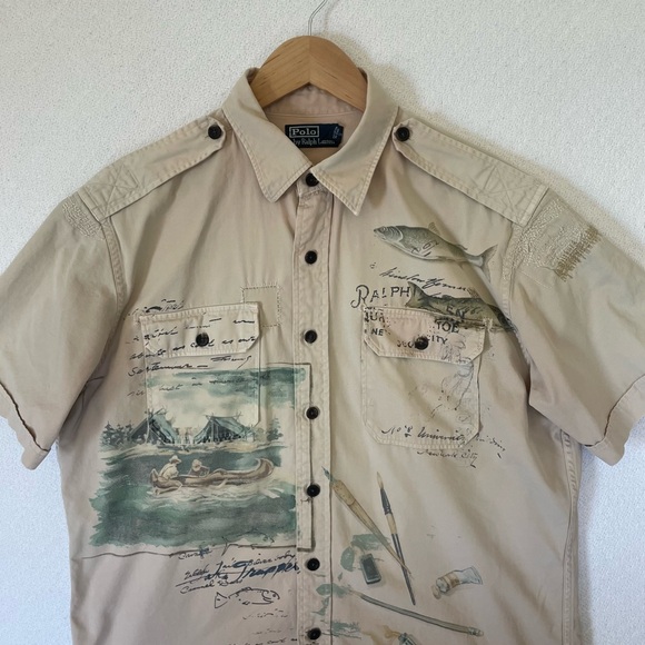 Polo Ralph Lauren Sportsman Fly Fishing Patchwork Shirt Men’s L Trapper Lake - Picture 2 of 16